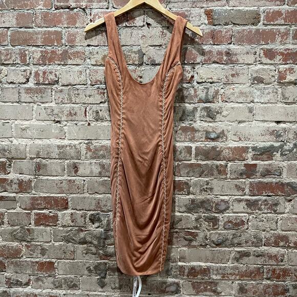 NWT House of CB Alanis Copper Vegan Suede Dress Size XS - Picture 4 of 8